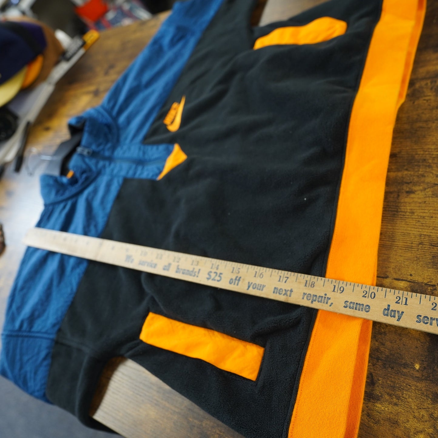 (Women's M) Nike Fleece 1/4 Zip Cropped Jacket Women's M Blue Black Orange Tech