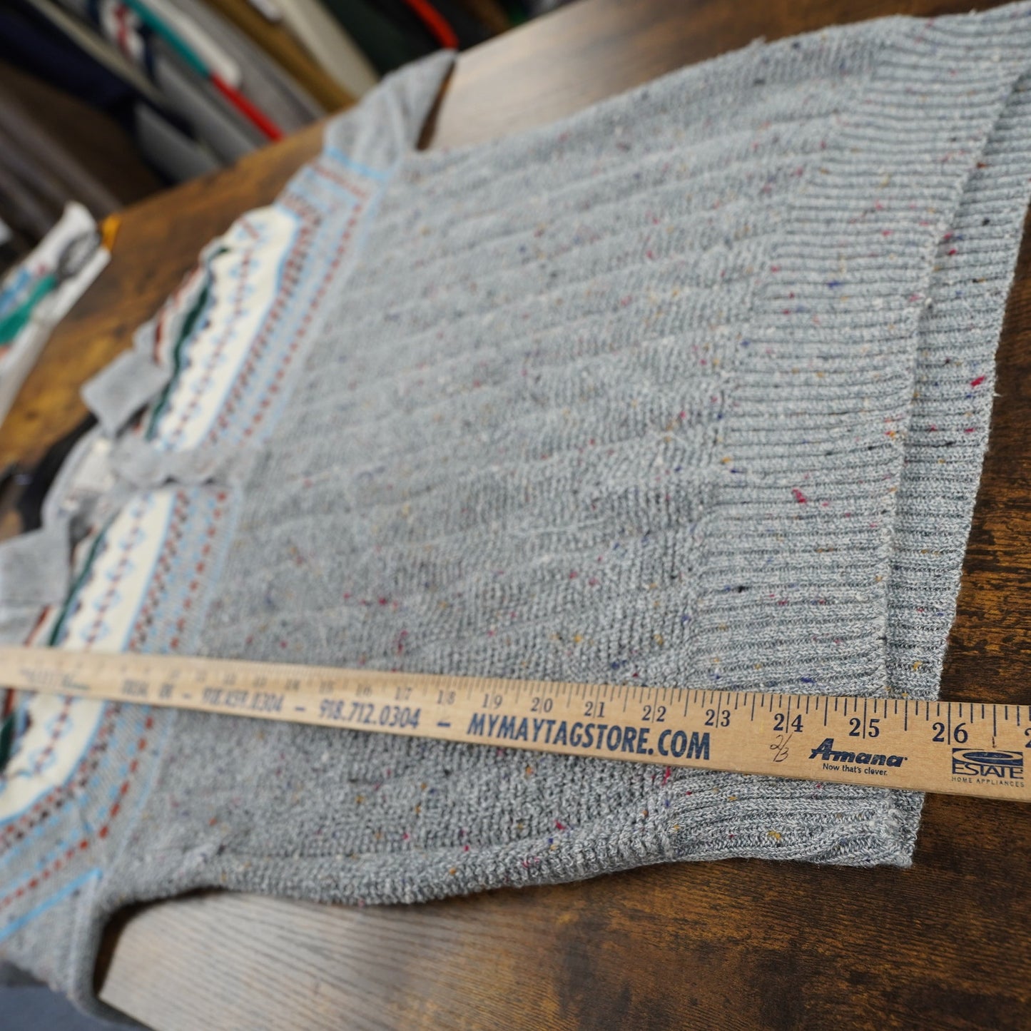 (L) True Vintage Montgomery Ward Knit Pullover Collared Sweater Men's L Gray 70s