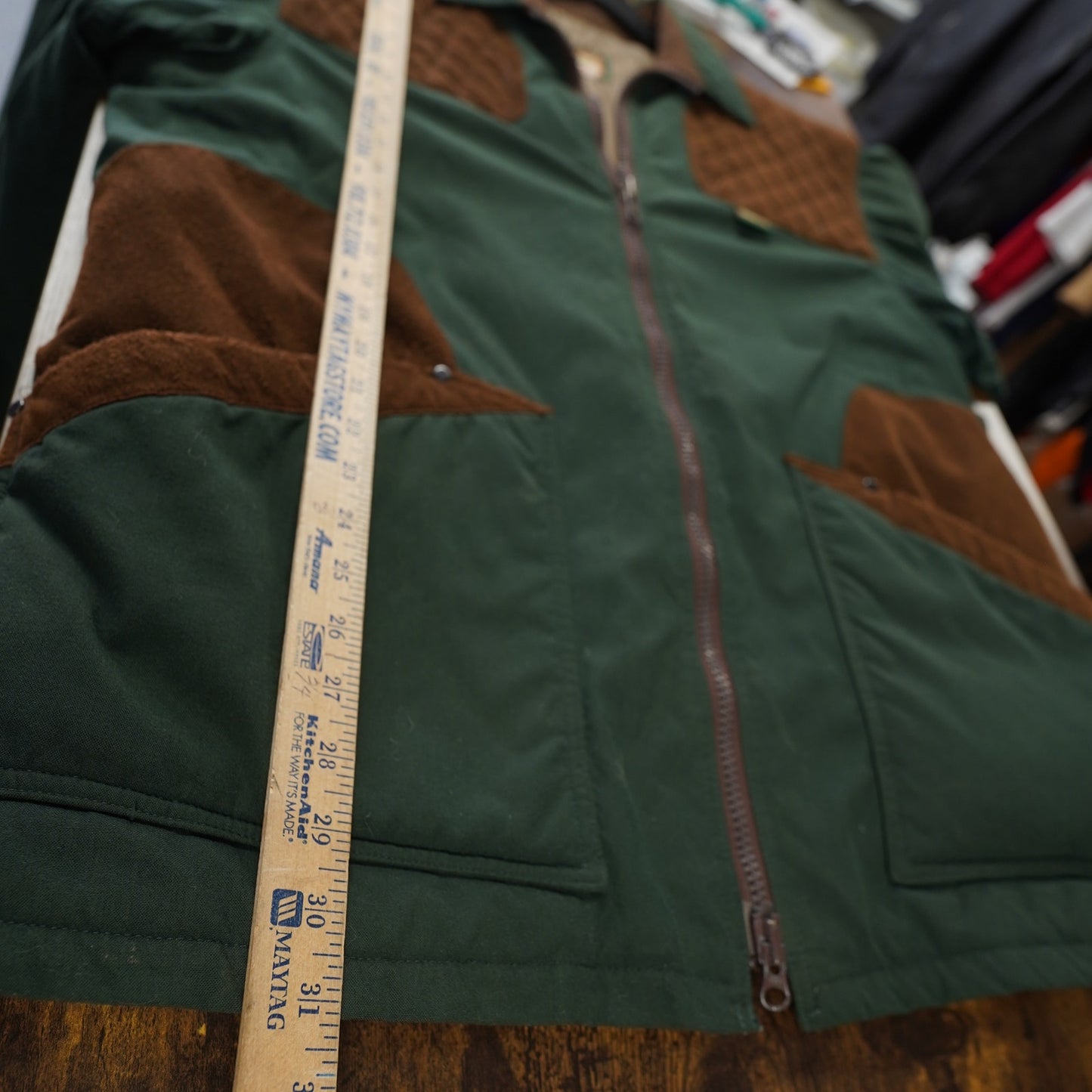 (XL) Vintage Remington Outdoor Hunting Jacket Men's XL Forest Green Suede Brown