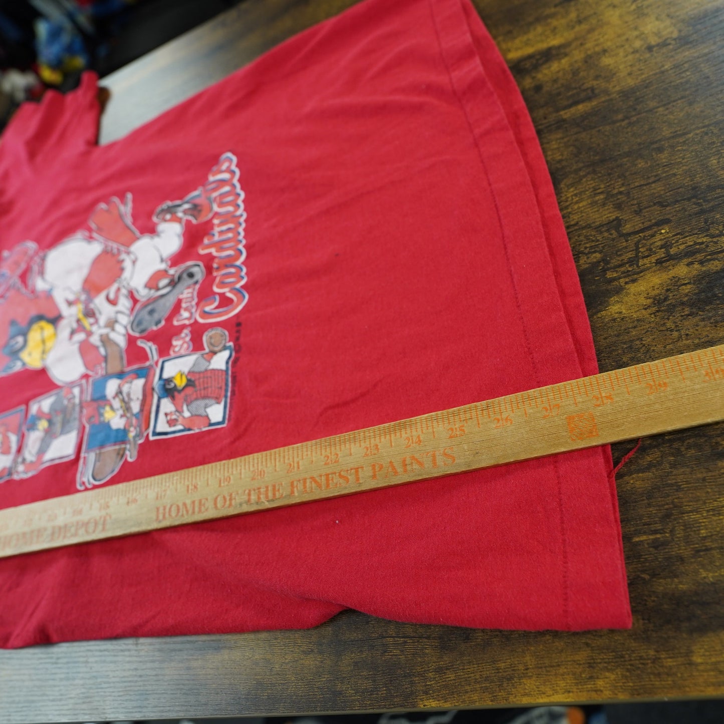 (L) Vintage St. Louis Cardinals Caricature Single Stitch Baseball T-Shirt Mens L Red