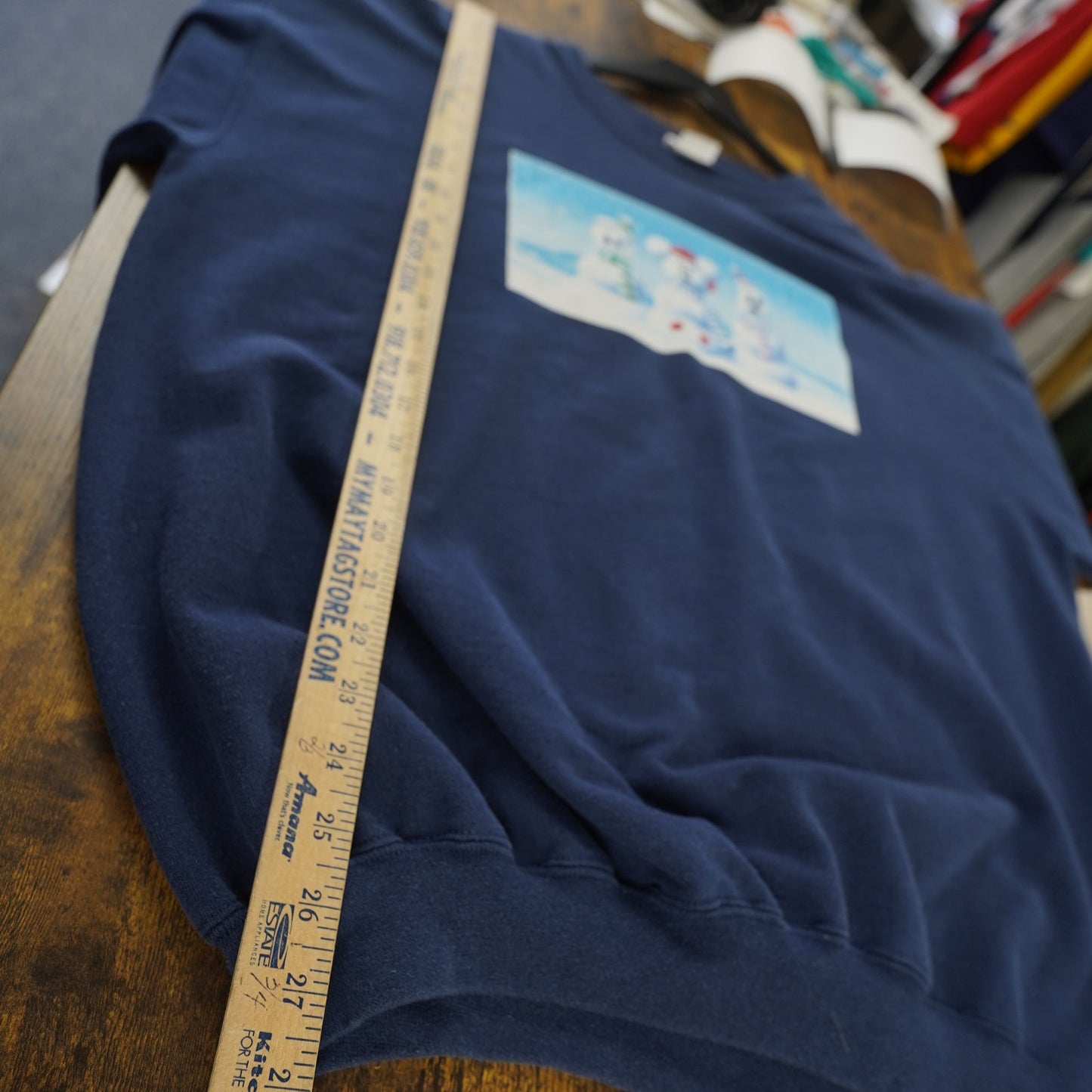 (L) Vintage Disney Mickey Mouse Snowman Christmas Sweatshirt Men's L Blue Goofy Duck