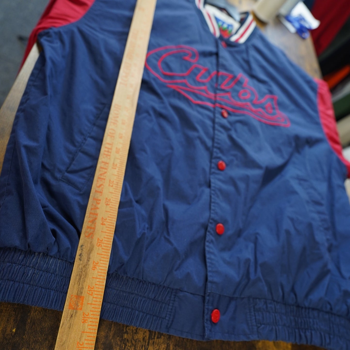 (XL) Vintage Chicago Cubs Fans Gear Stitched Varsity Jacket Men's XL Blue Windbreaker
