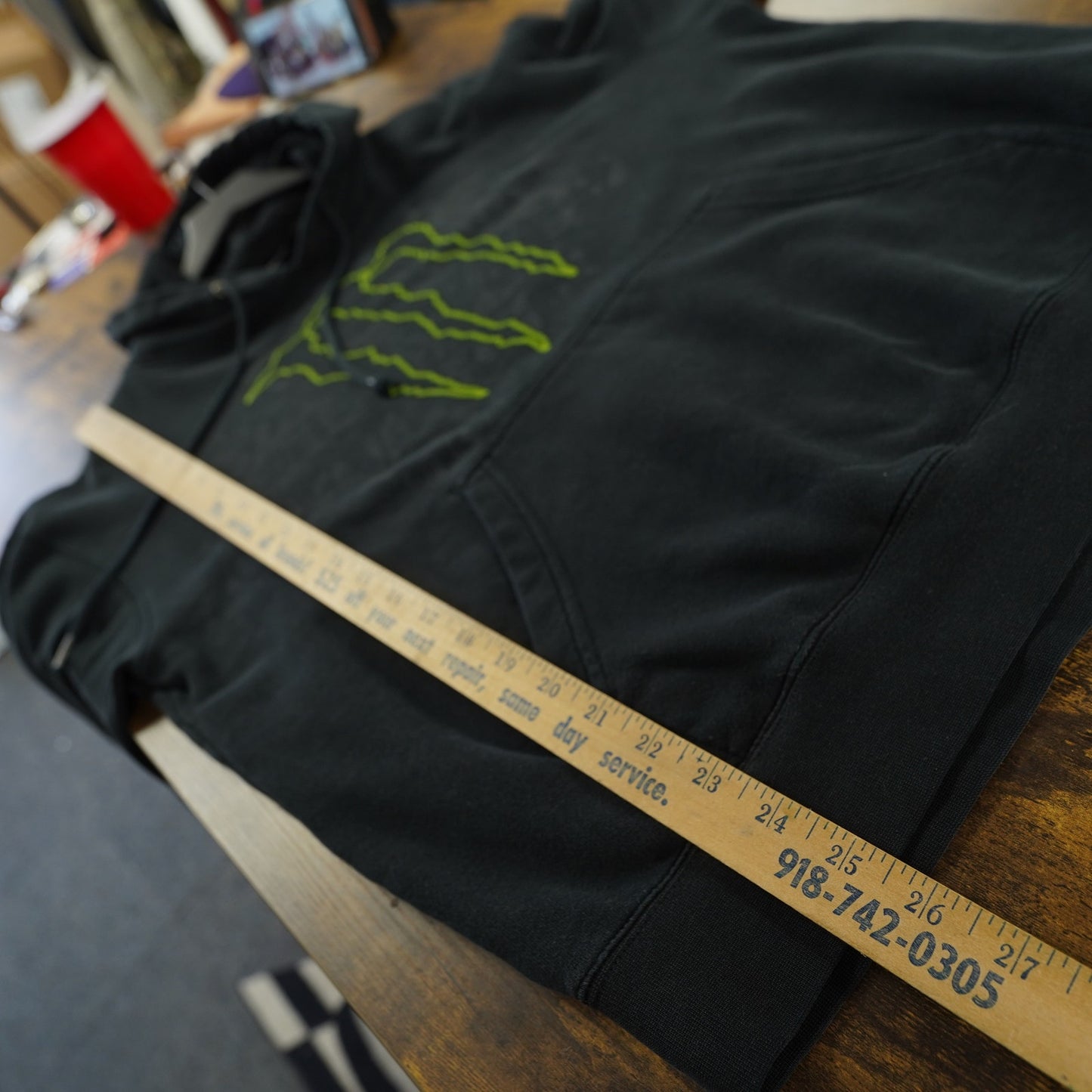 (M) Vintage Y2K Monster Energy Stitched Hoodie BMX Skate Surf Men's M 2000s Black