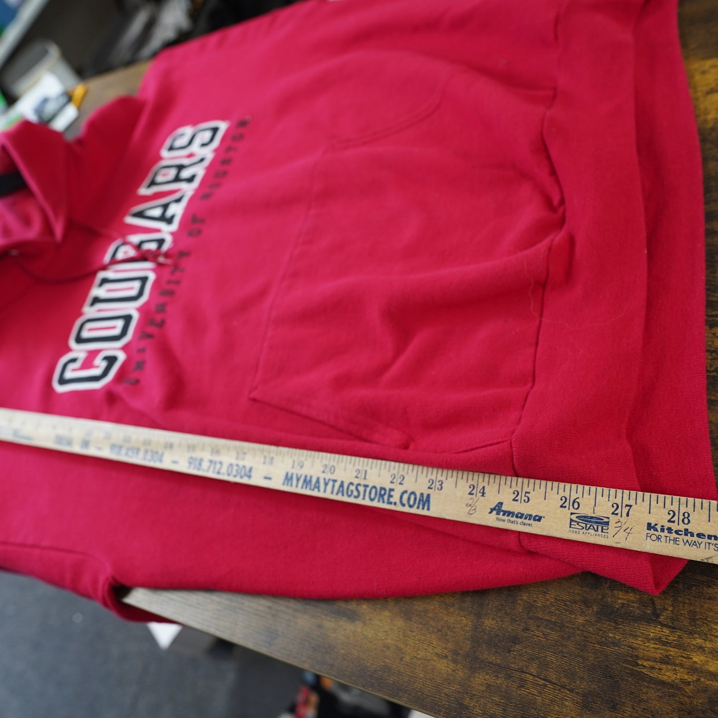 (XL) Vintage University of Houston Cougars Embroidered Hoodie Men's XL Red Sewn 90s