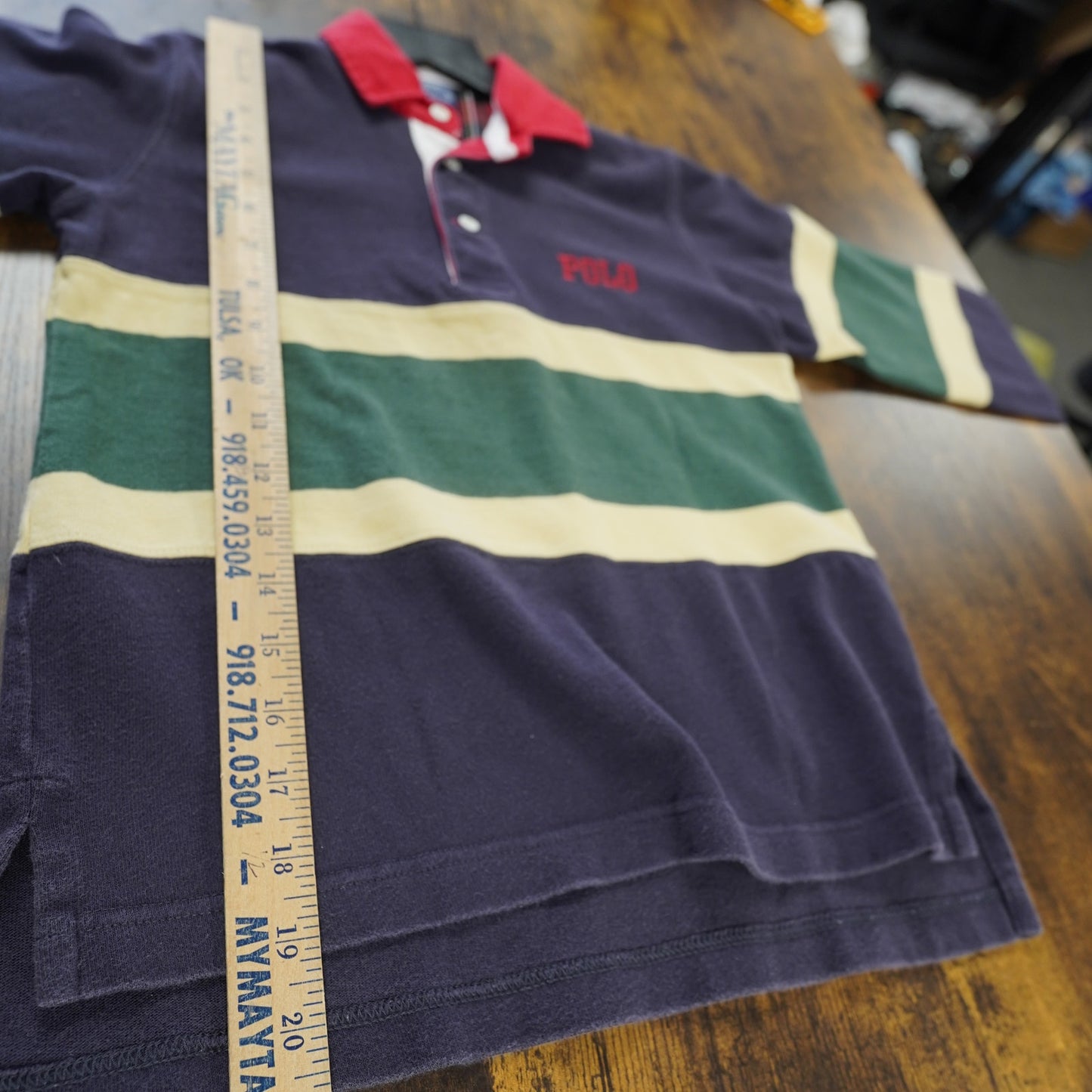 (Youth Size 7) Vintage Polo Ralph Lauren Striped Rugby Kids Embroidered 90s Retro