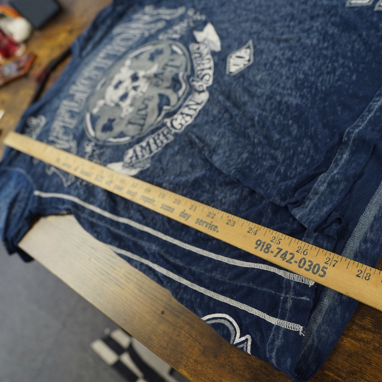 (L) Vintage Affliction MMA Motorcycles T-Shirt Y2K Men's L 2000s Blue Skull