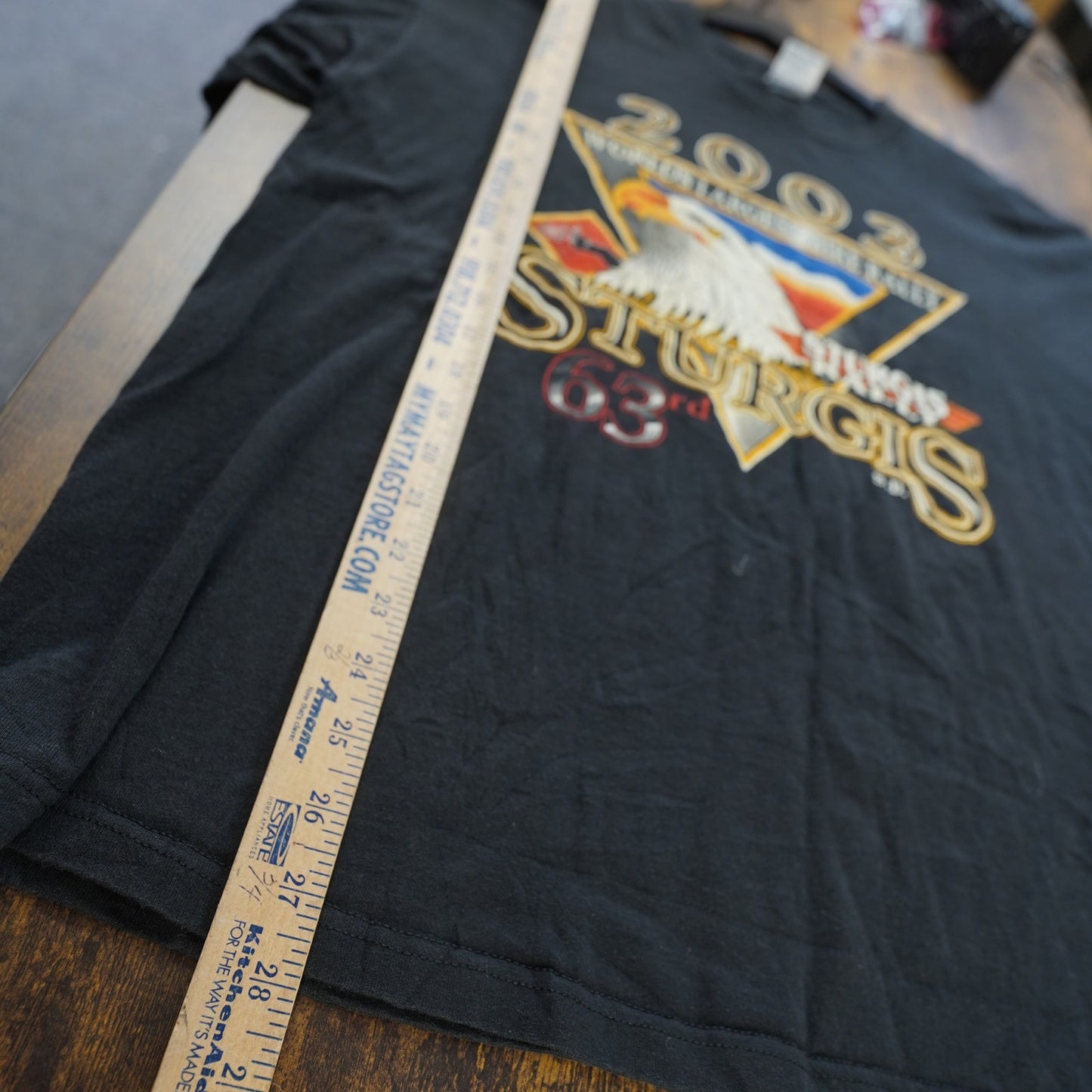 (XL) Vintage Sturgis Biker Rally T-Shirt Men's XL Black 2003 Y2K Motorcycle Delta