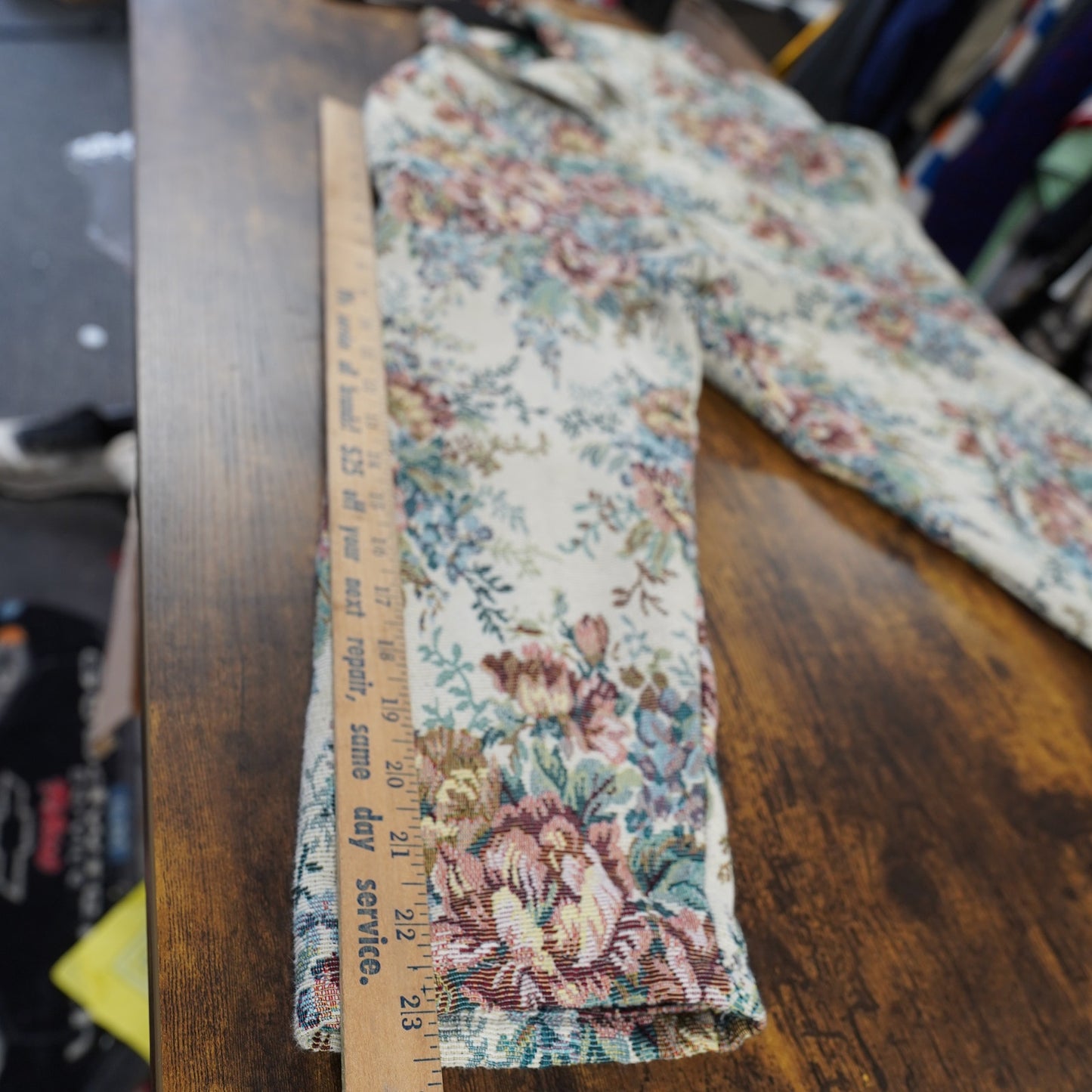(Women's XL) Vintage Lemon Grass Studio Floral Tapestry Jacket Women's XL Tan Cottage Coat