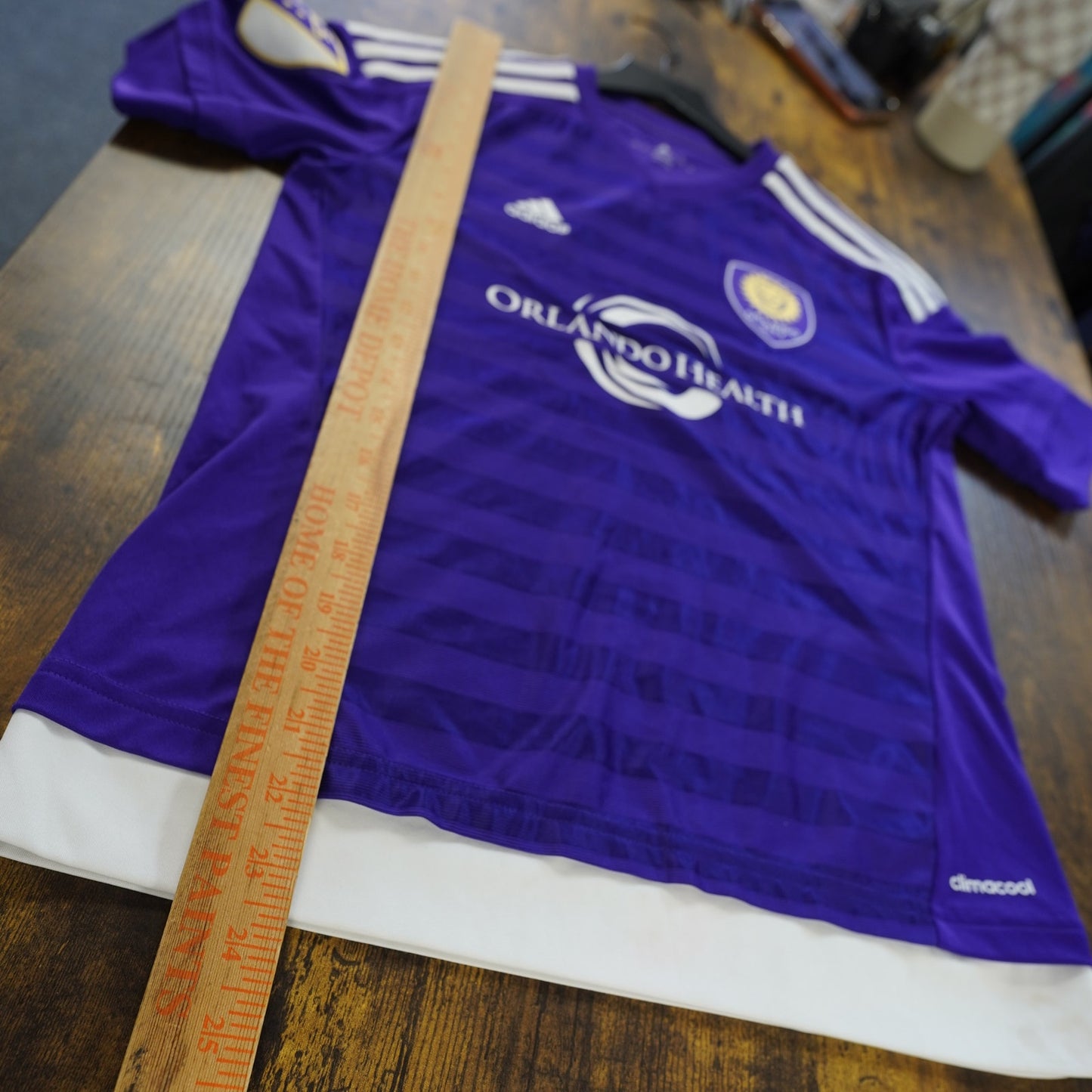 (Youth L) Adidas Orlando City SC Home Soccer Jersey Youth L Kids Purple Futbol MLS 2015-16
