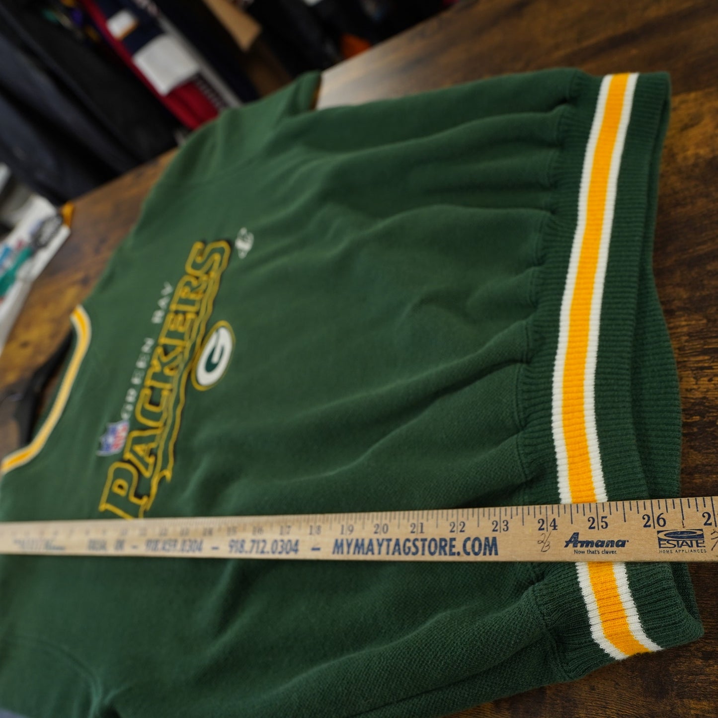 (L) Vintage Green Bay Packers Logo Athletic Embroidered Sweatshirt Men's L Green