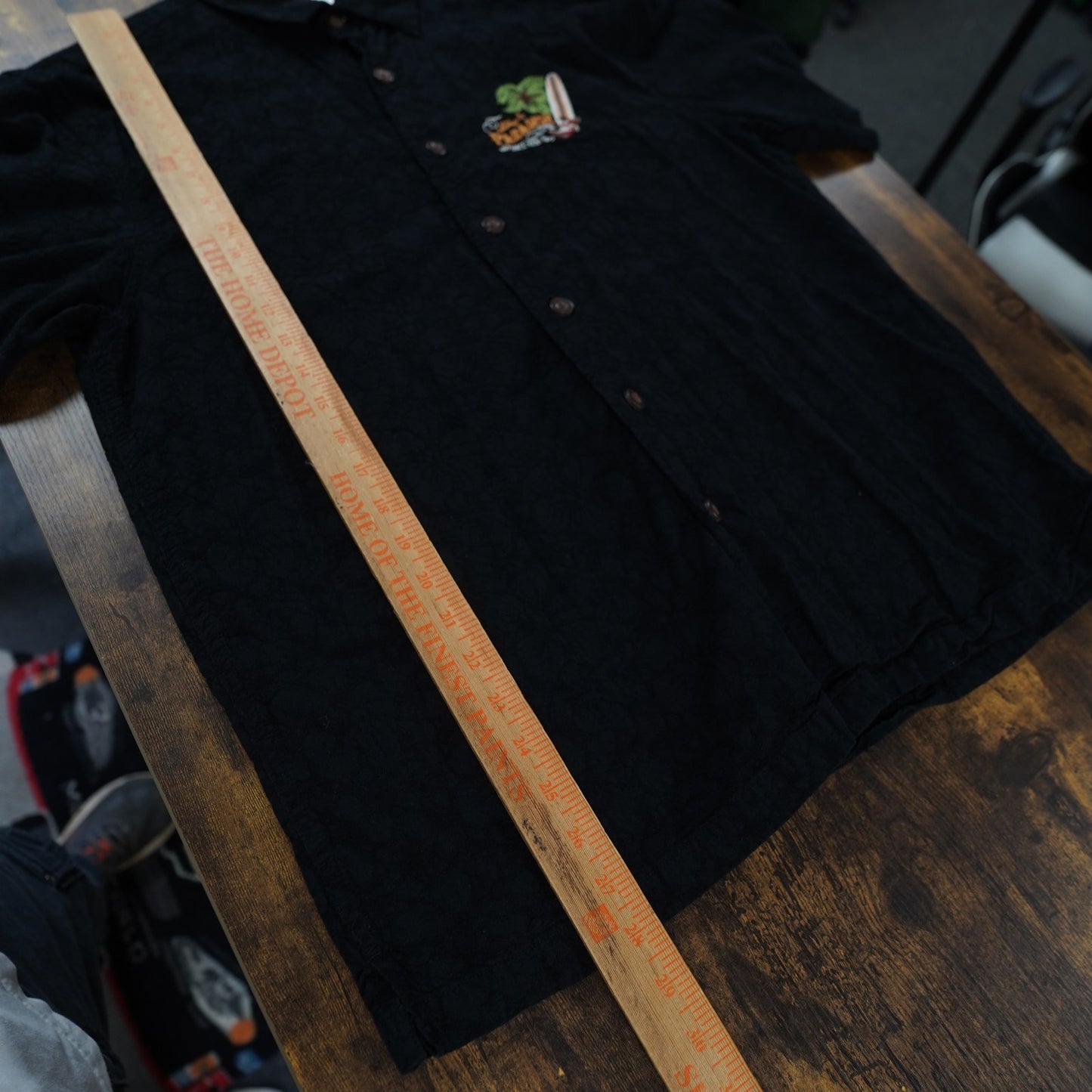 (M) Mickey In Paradise Disney Sewn Hawaiian Shirt Men's M Black Embroidered