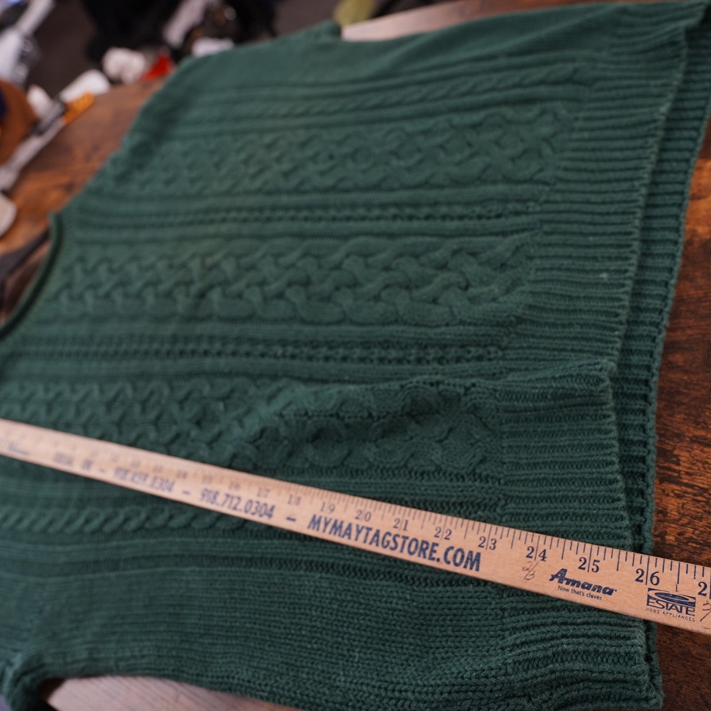(L) Vintage Bowen & Wright Cable Knit Fisherman's Sweater Men's L Green Cottage