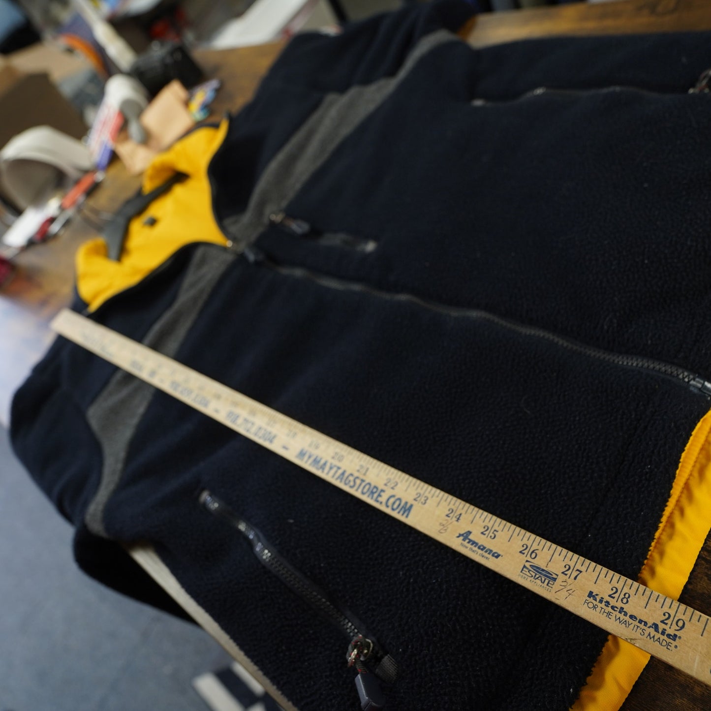 (L) Vintage Abercrombie & Fitch Reversible Rain Jacket Fleece Y2K Mens L Yellow 2000