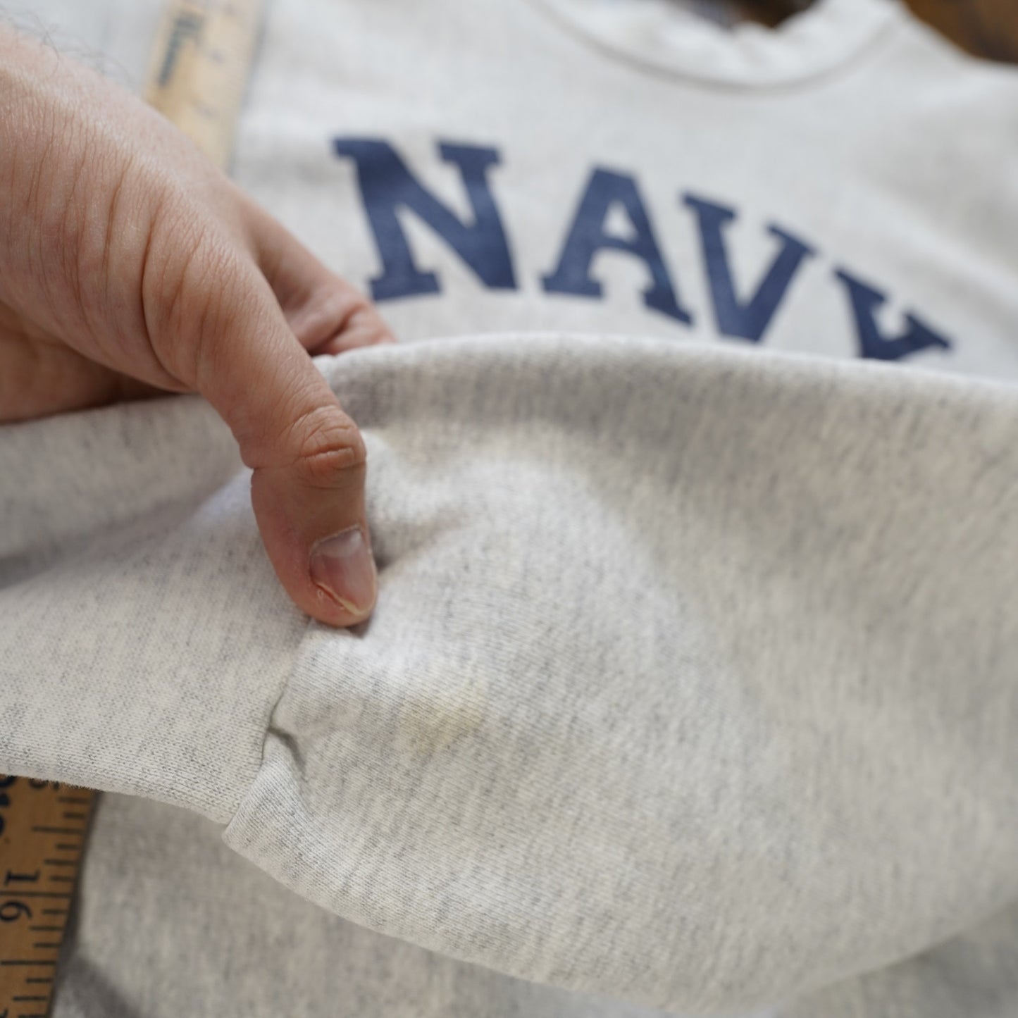 (S) Vintage US Navy Reverse Weave Sweatshirt Unisex S Heather Gray Naval Academy