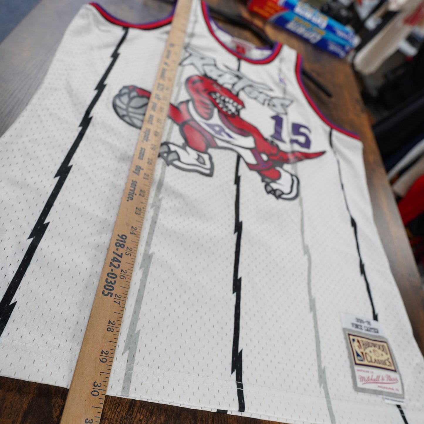 (L) Vince Carter Mitchell & Ness Toronto Raptors Pinstripe Basketball Jersey Men's L