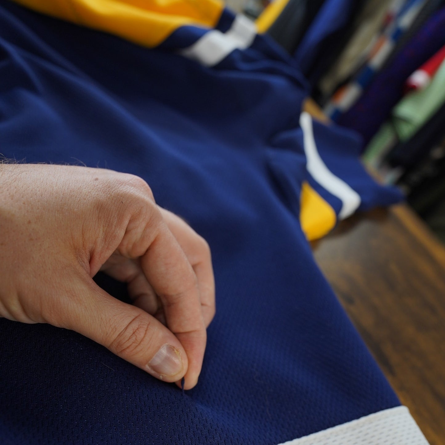 (XL) Vintage Austin Ice Bats Sewn AK Hockey Jersey Men's XL 2002-2003 Blue Yellow