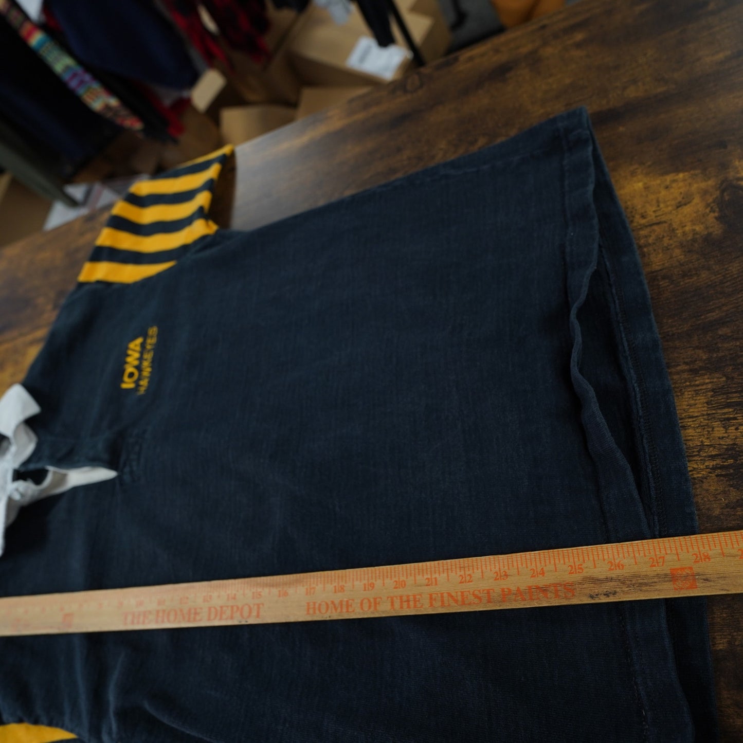 (L) Vintage Iowa Hawkeyes 90s Rugby Barbarian Striped Polo Shirt