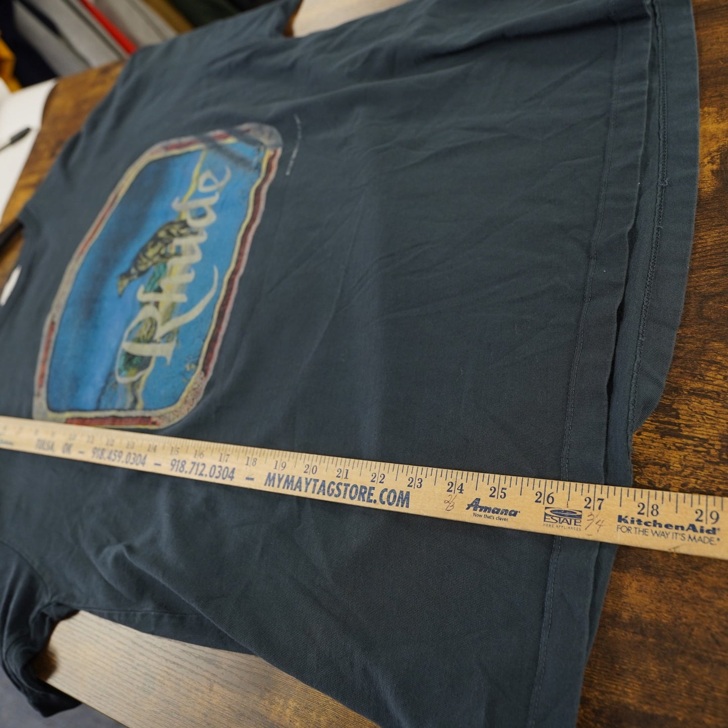 (L) Rhude Lone Wolf Graphic T-Shirt Men's L Navy Blue Grey Streetwear