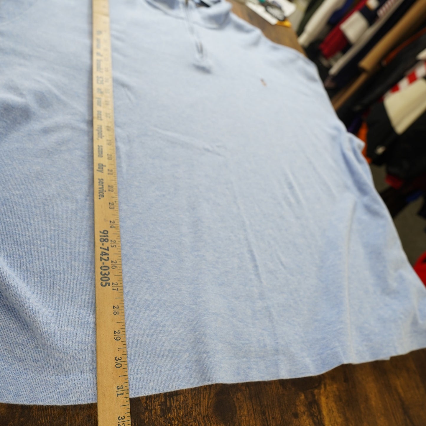 (3XLT) Polo Ralph Lauren Estate Rib Size 3XLT Light Blue 1/4 Zip Pullover Sweater