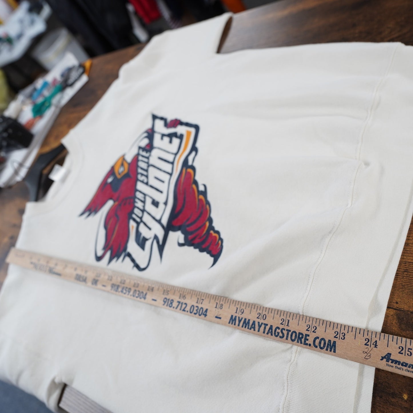 (L) Vintage Iowa State Cyclones Crewneck Sweatshirt Men's L Cream 90s