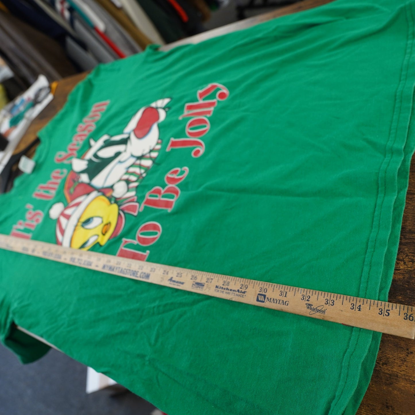 (XXL) Vintage Looney Tunes Christmas Sleep T-Shirt Tweety Sylvester Men's XXL Green 90