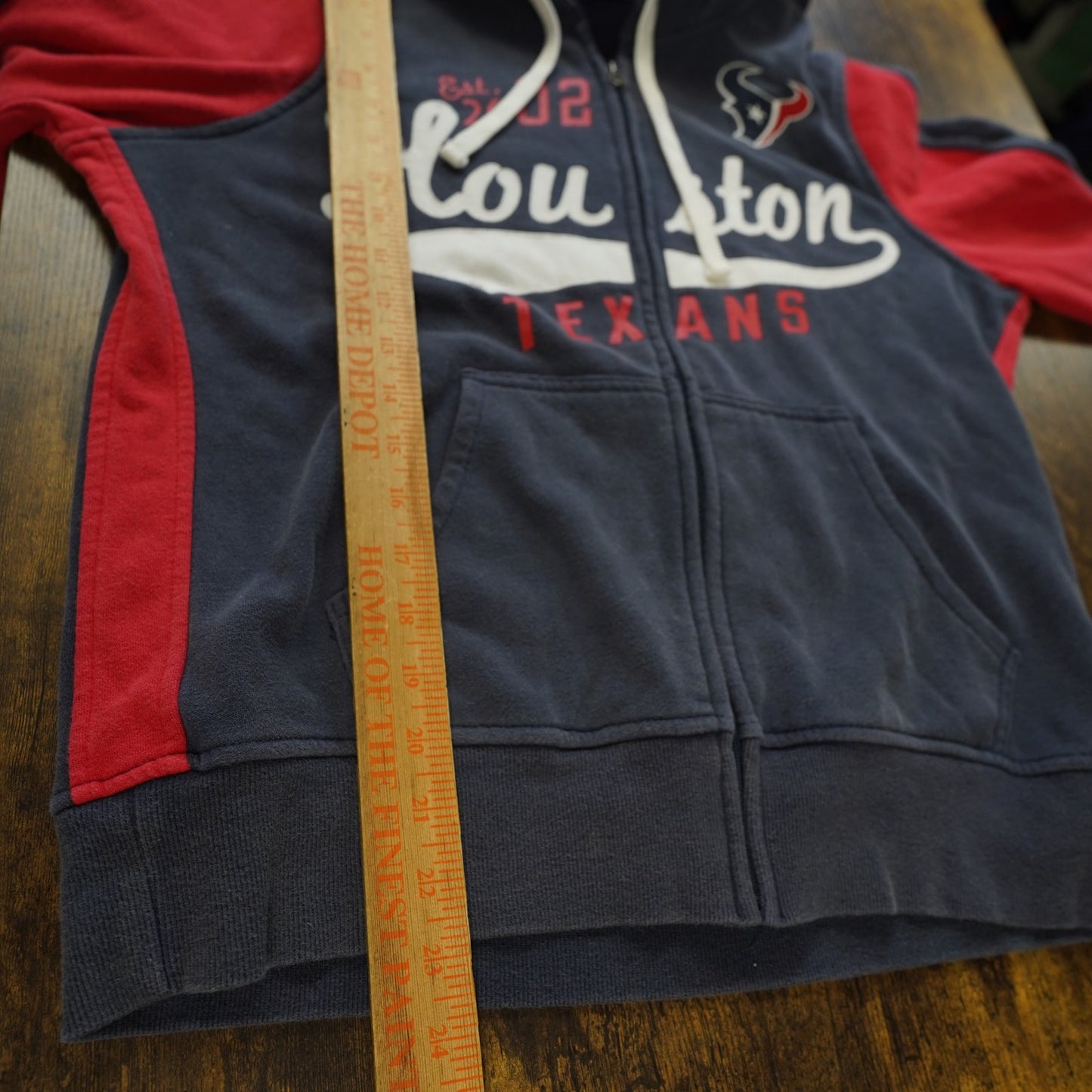 (Women's L) Houston Texans Embroidered Team NFL Hoodie Navy Blue Red Football