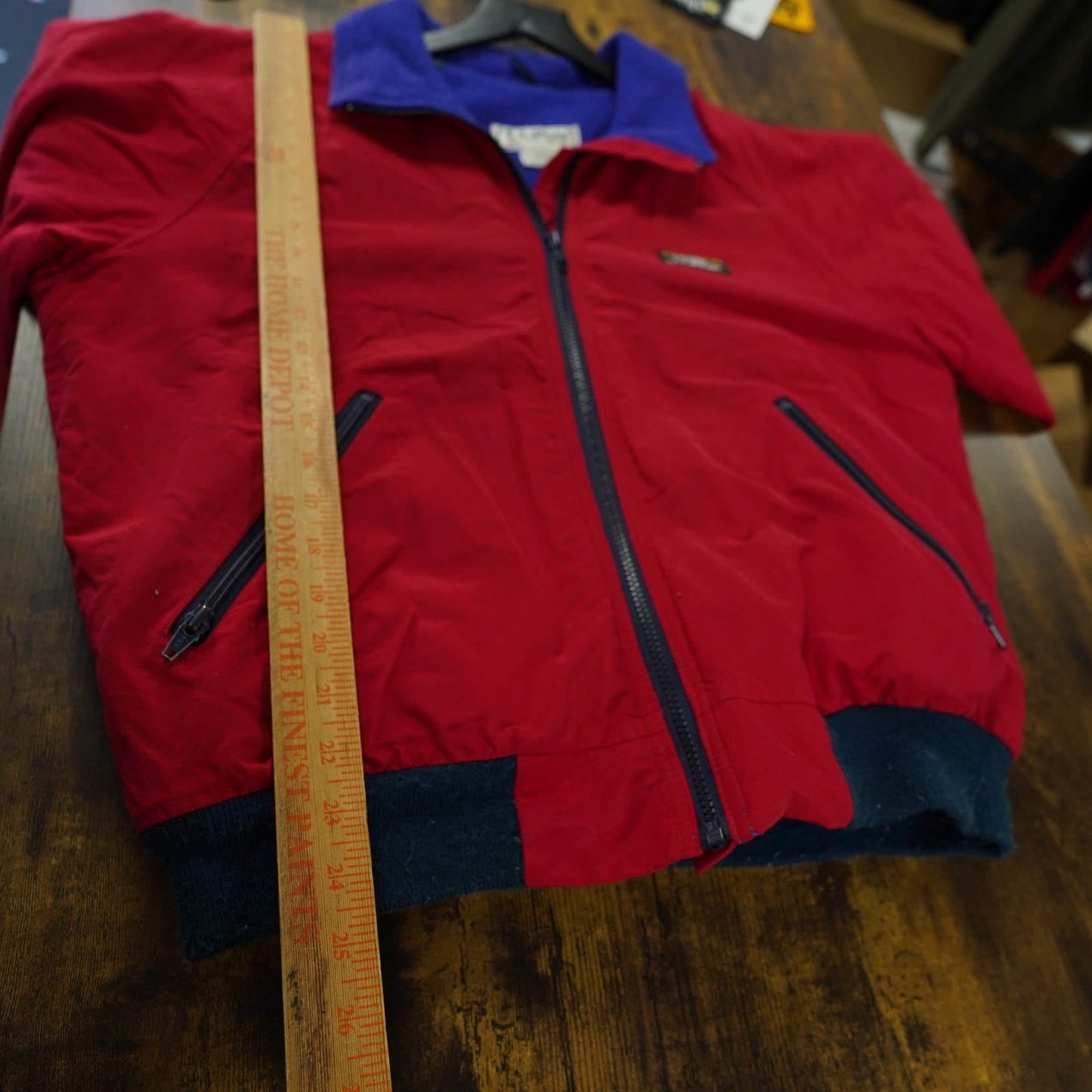 (M) Vintage LL Bean Freeport Maine Fleece Lined 90s Warm Up Red Zip Jacket