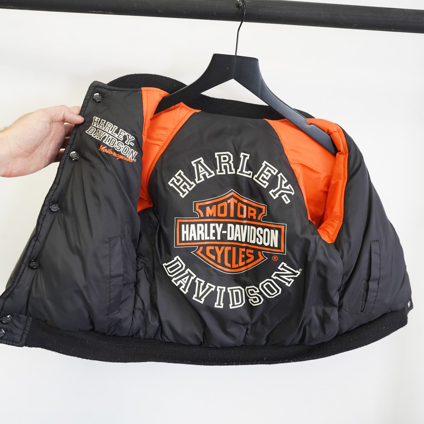(Kids Sz. 6) Harley Davidson Reversible Motorcycle Biker Jacket Boys Size 6 Leather Puffer