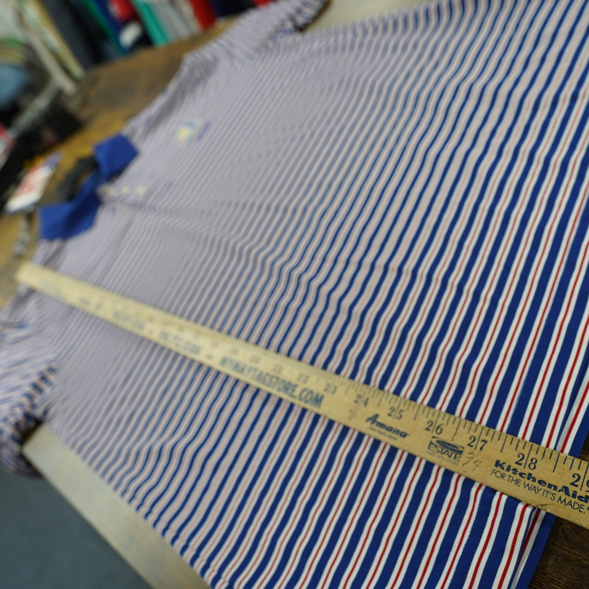 (L) Brooks & Brothers Ryder Cup 2020 Sewn Striped Golf Performance Polo Men's L Blue