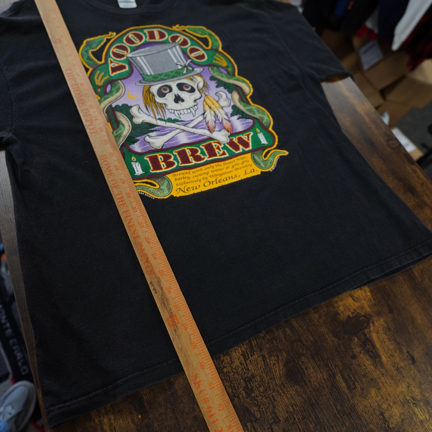 (L) Vintage New Orleans Voodoo Brew Beer T-Shirt Skull Crossbones Brewery