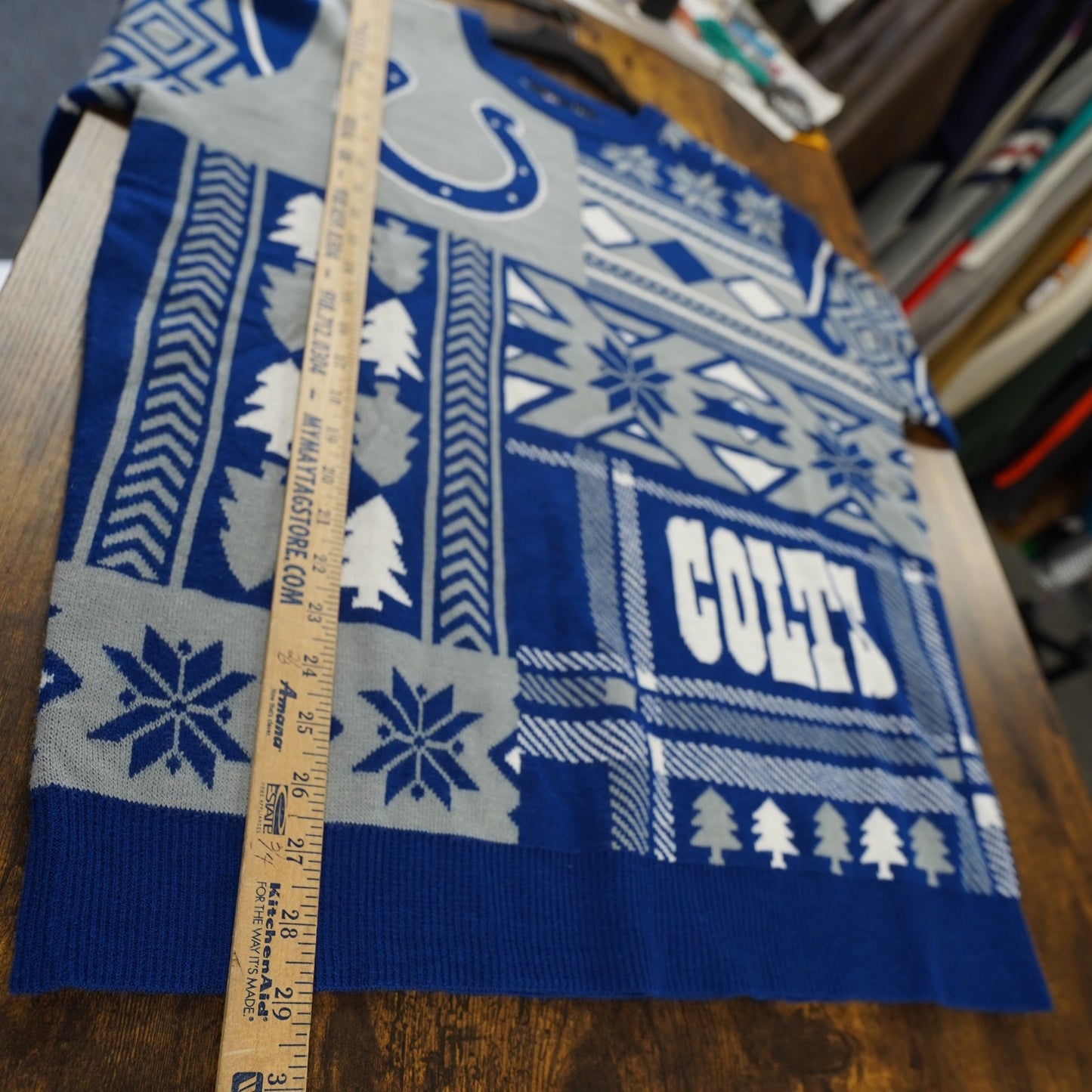 (L) Indianapolis Colts NFL Team Apparel Knit Christmas Sweater Men's L Blue Gray