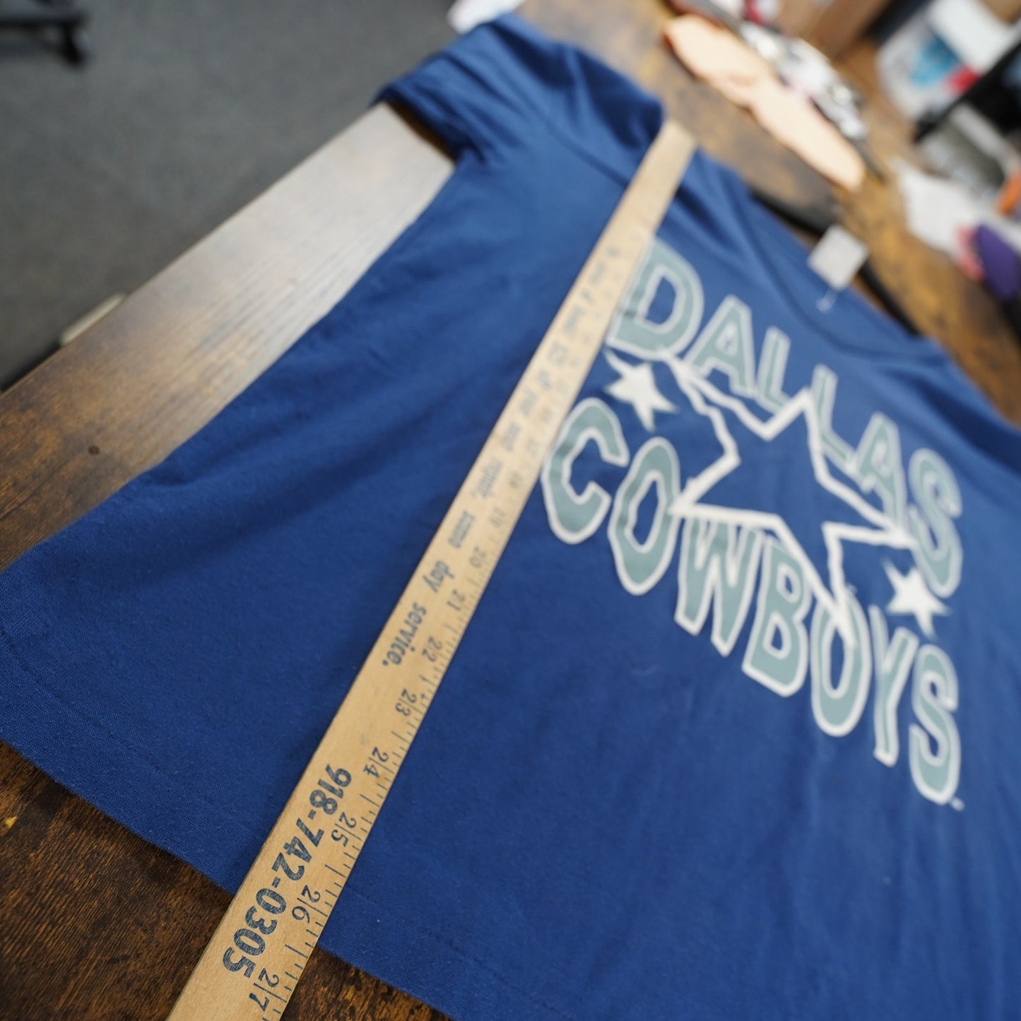 (L) Vintage Dallas Cowboys 80s V-Neck Jersey T-Shirt Men's L Blue 90s Retro