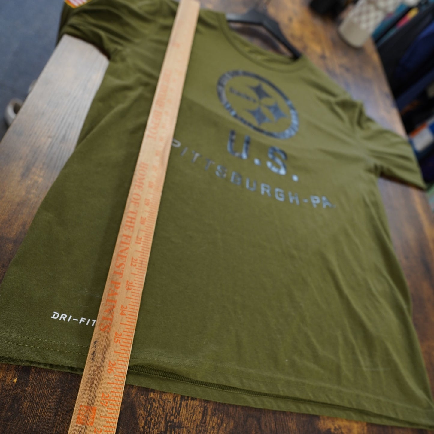(M) Nike Salute to Service Pittsburg Steelers Olive Green Longsleeve T-Shirt Men's M