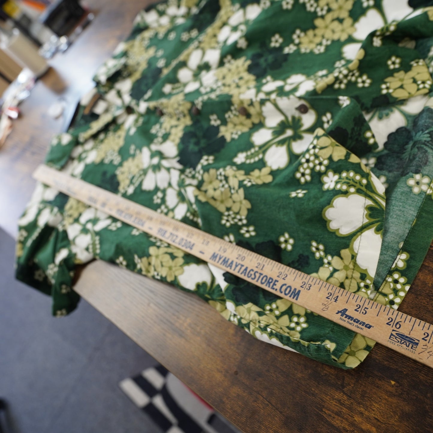 (L) Vintage 90s Hawaiian Flavor Shirt Men's L Floral Tropical Surf Green Hibiscus