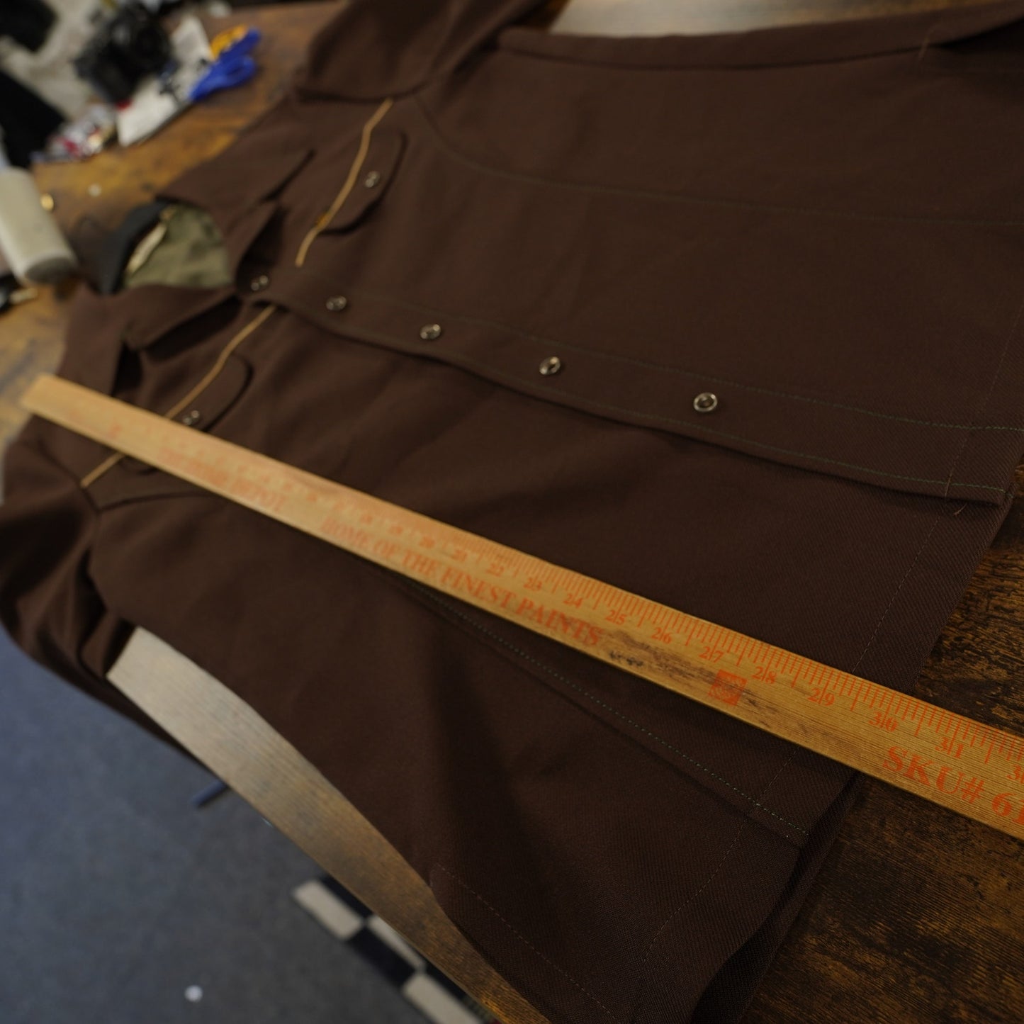 (L) True Vintage Lee Western 70s Polyester Pearl Snap Button Down Shirt Mens L Brown