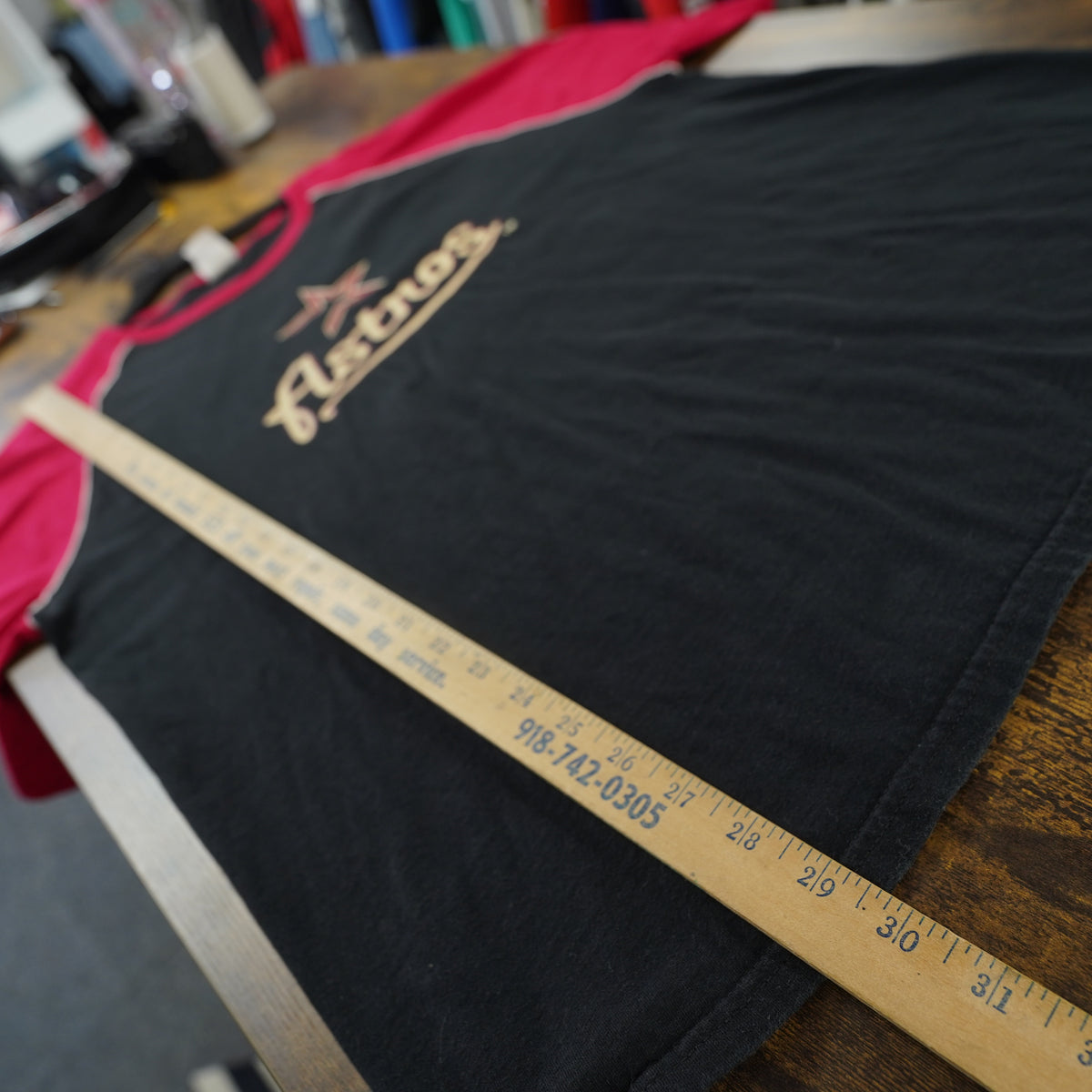 (XL) Vintage Hanes Beefy-T Houston Astros Raglan Shirt Y2K XL Black Red EMS Group