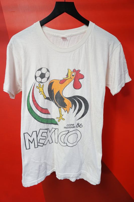 (M) 1986 World Cup Mexico National Team Single Stitch T-Shirt
