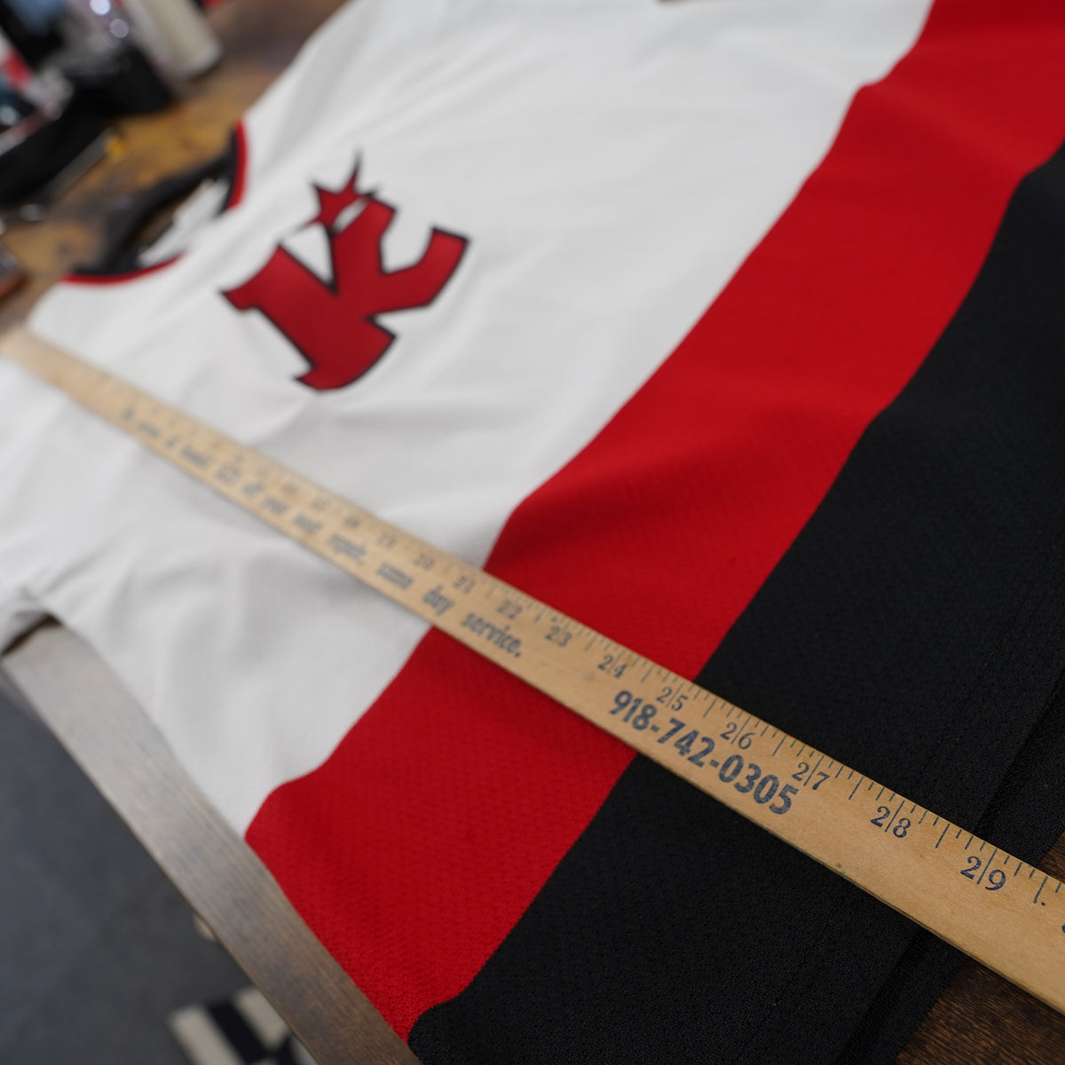 (M) Vintage Athletic Knit Hercules 88 Hockey Jersey Mens Medium White Red Black Sewn
