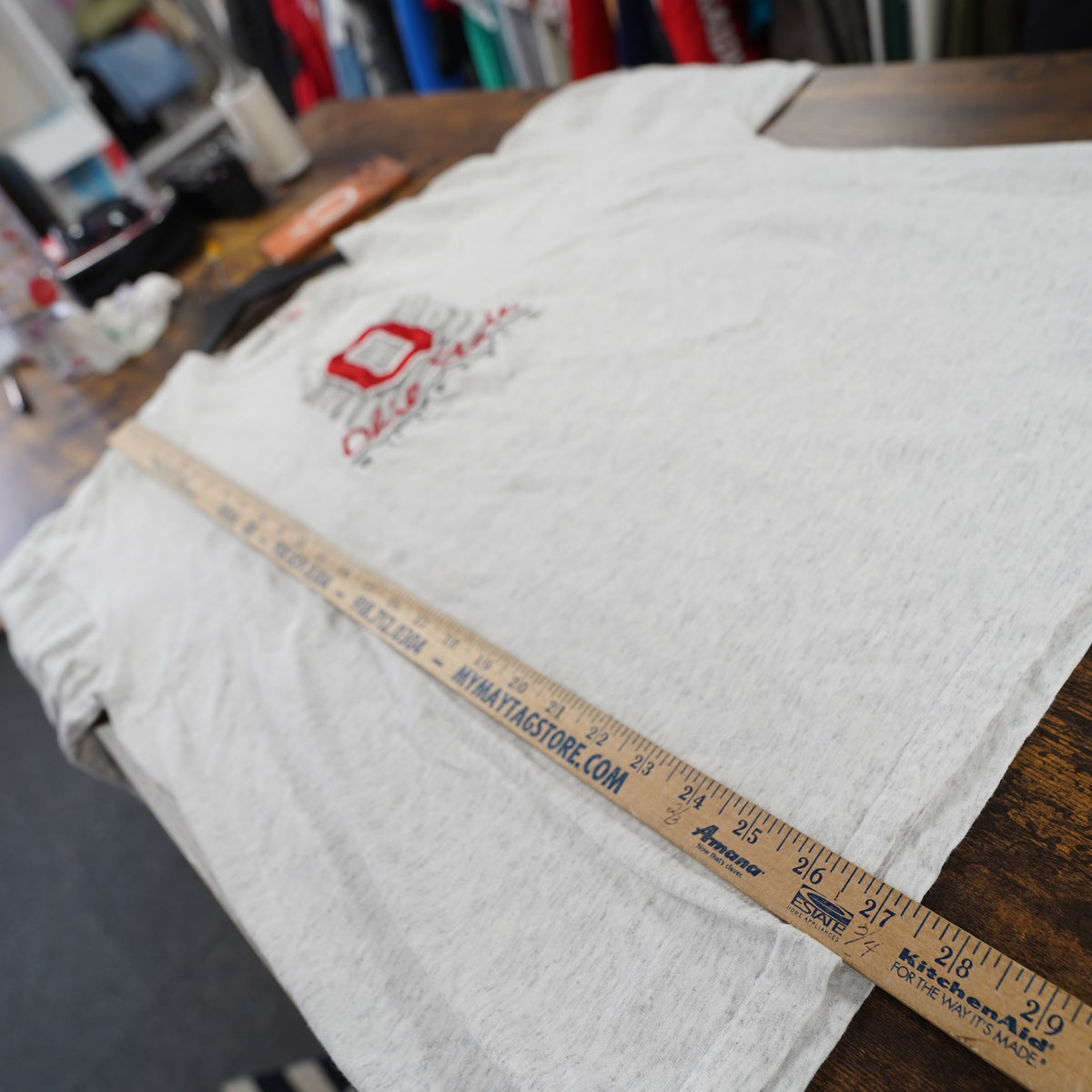 (XL) Vintage 90s Oneita Ohio State Buckeyes Embroidered T-Shirt XL Gray