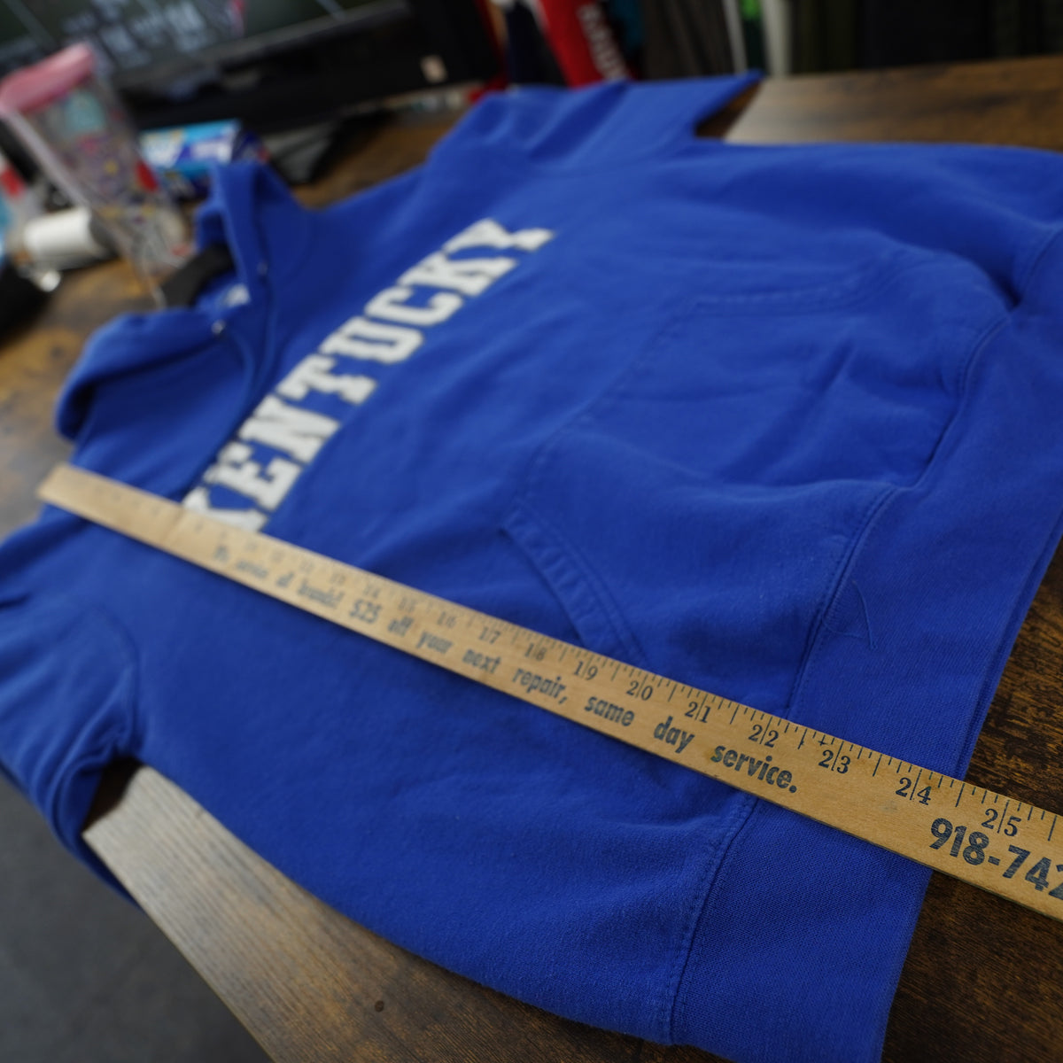 (M) Champion Kentucky Wildcats Hoodie Blue Stitched Spellout Pullover Mens Medium