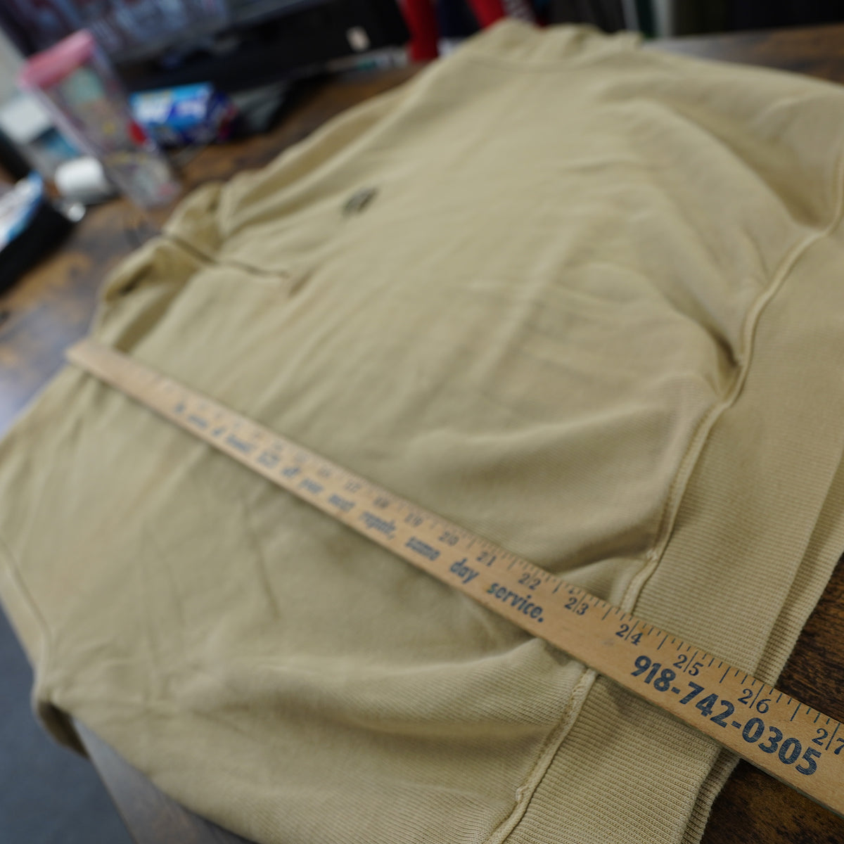 (L) Tommy Bahama Relax Mens Large Tan Khaki Ribbed 1/4 Zip Cotton Marlin Pullover