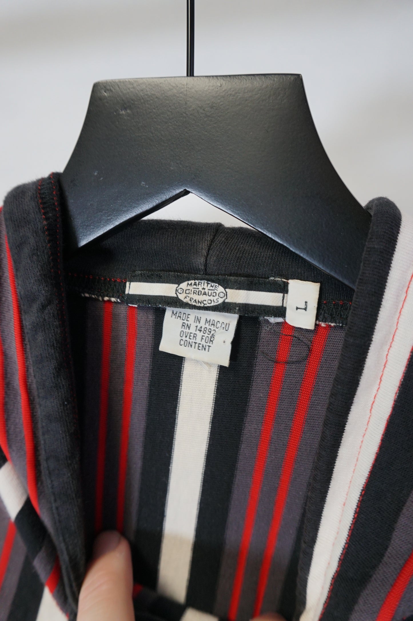 (L) Girbaud Striped Hooded T-Shirt