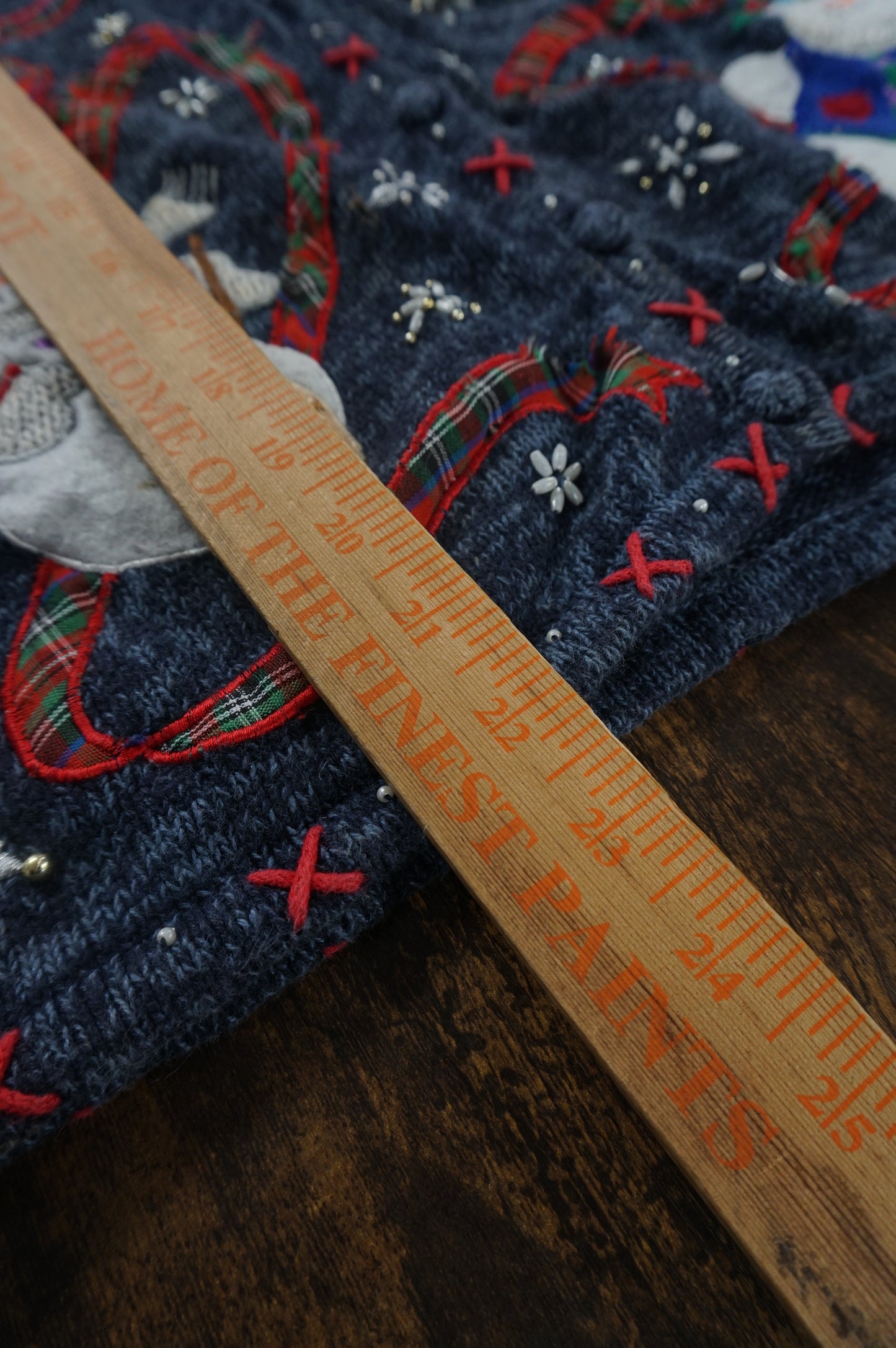 (L/XL) Vtg Snowman Knit Cardigan