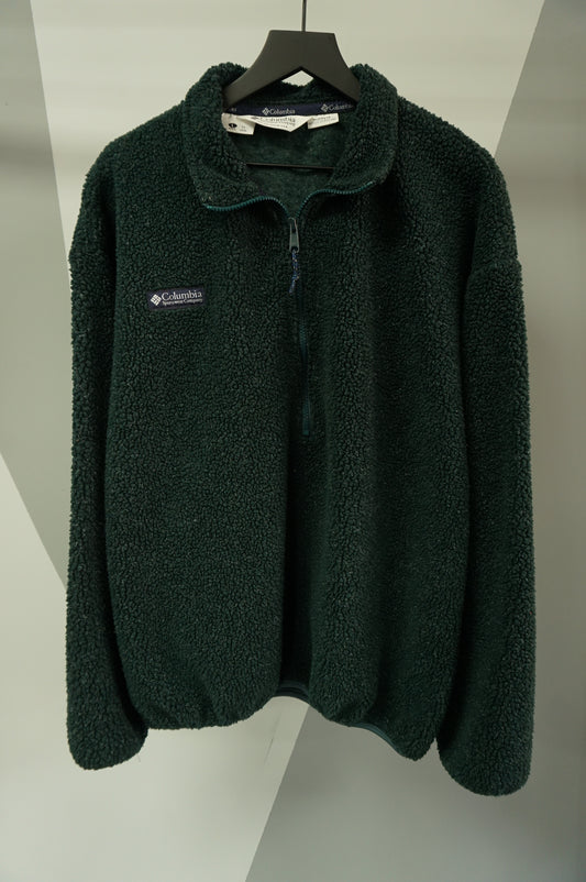 (L/XL) USA Made Forest Green Columbia Fleece Pullover