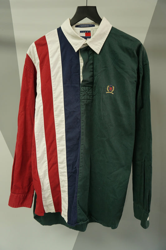 (M/L) Vtg Tommy Hilfiger Striped Rugby Shirt