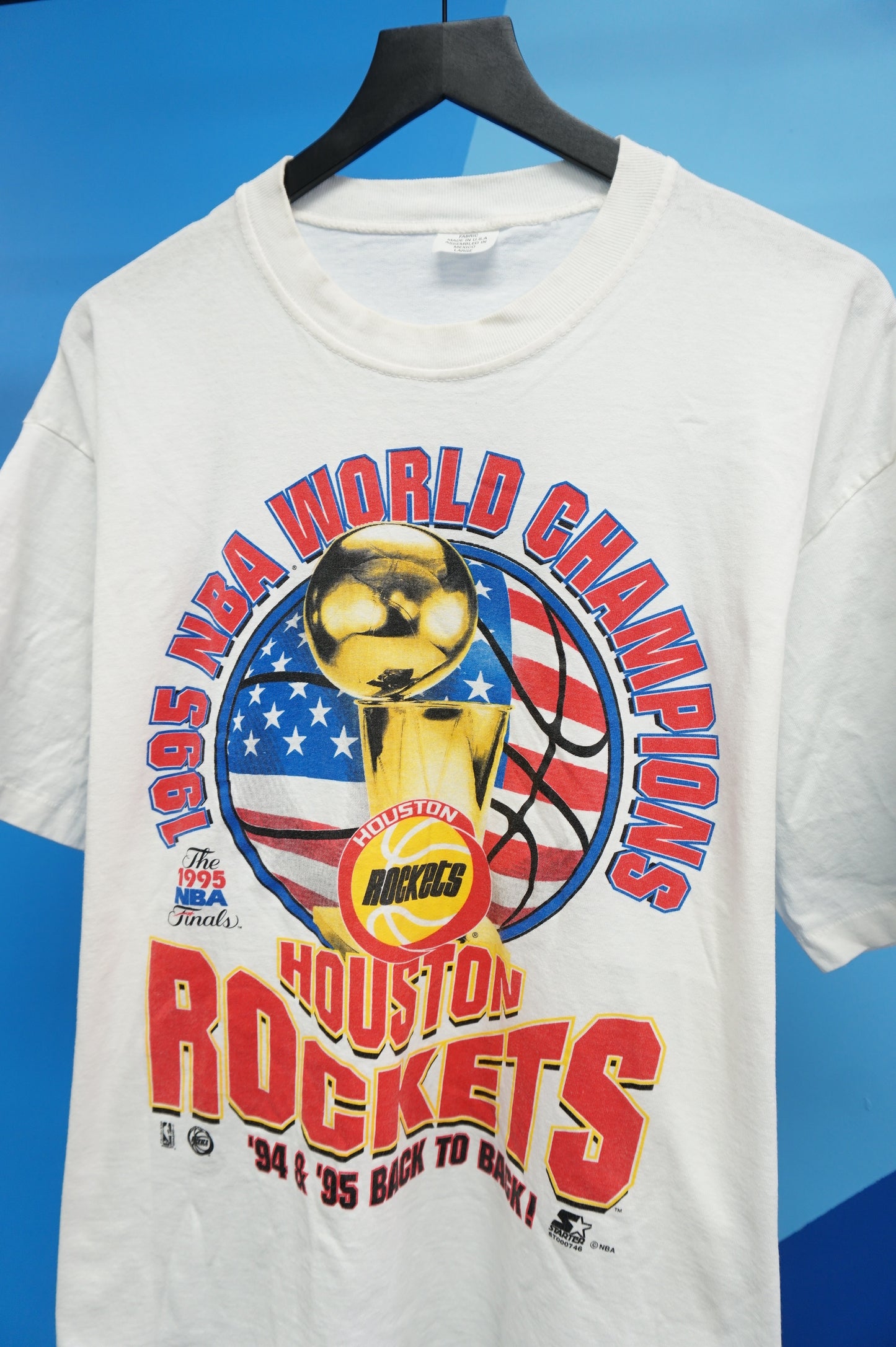 (L/XL) 1995 Houston Rockets NBA Champs Single Stitch T-Shirt