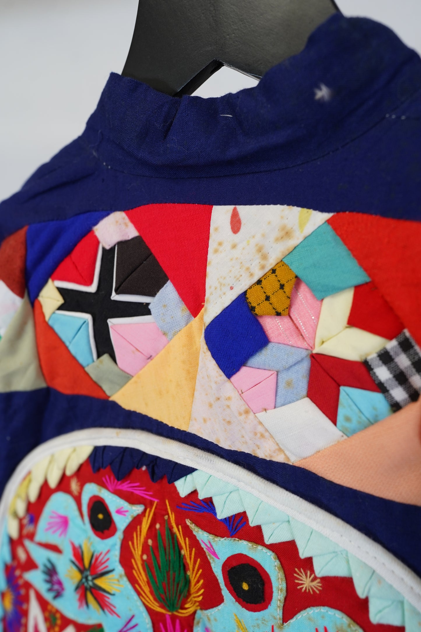 (S) Vintage Red Kimono Jacket: Hand-Sewn Reptile Art
