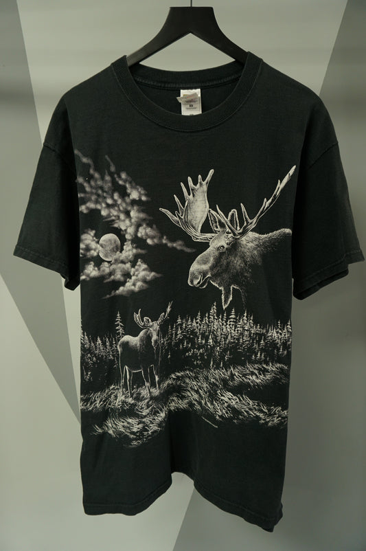 (L/XL) Vtg Moose AOP T-Shirt