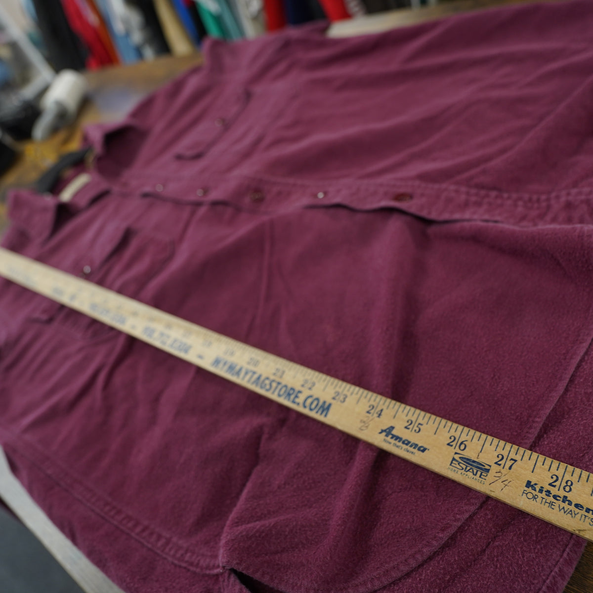 (XL) Vintage LL Bean Chamois Cloth Shirt Mens XL Burgundy Maroon Made in USA 1611