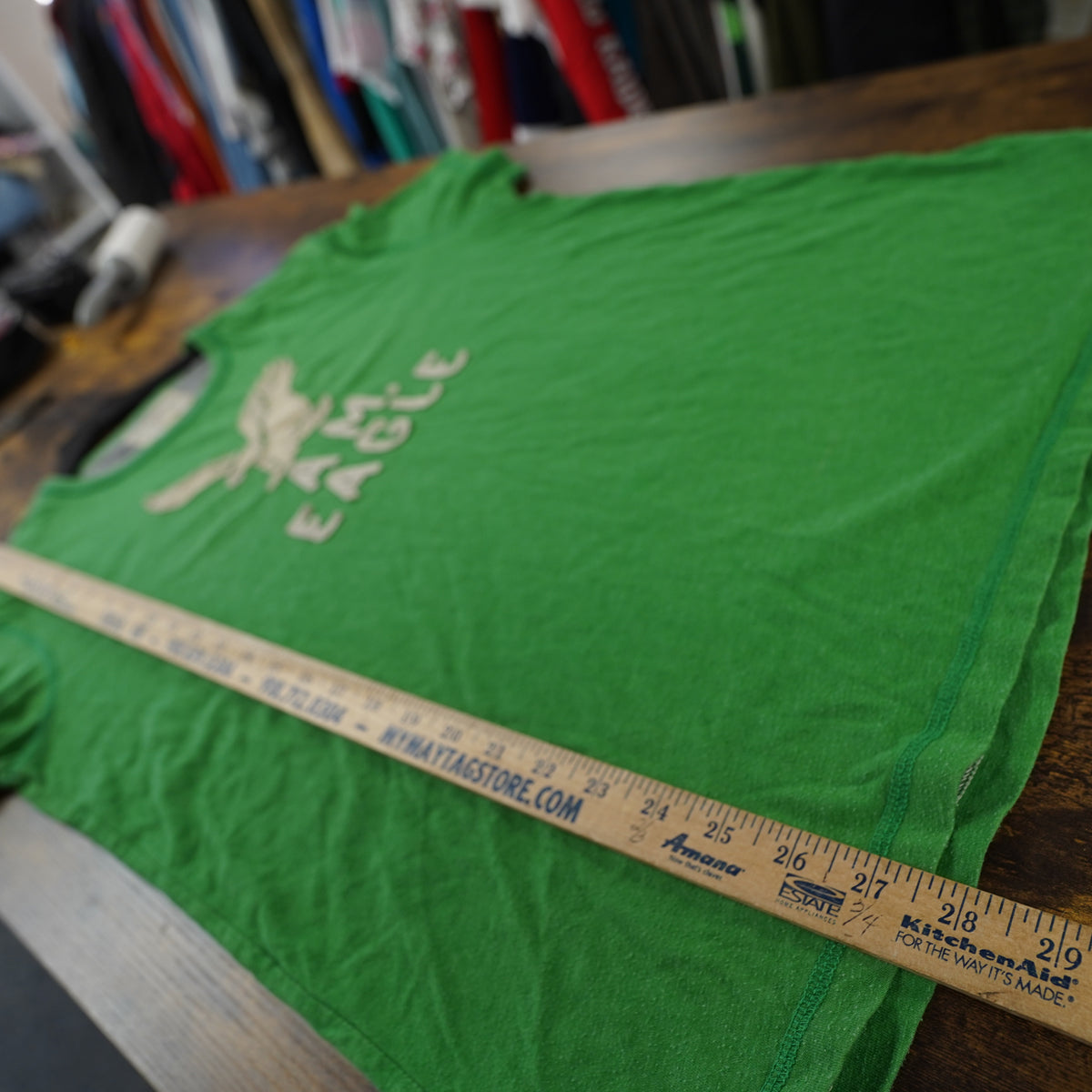 (L) American Eagle Outfitters Mens Green Graphic T-Shirt Y2K Mallcore Sewn L